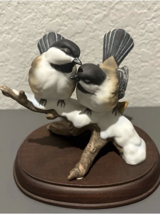 Homco Other - Masterpiece Porcelain Chickadees Bird Figurine 1991 Winter Snow Branch Art Decor